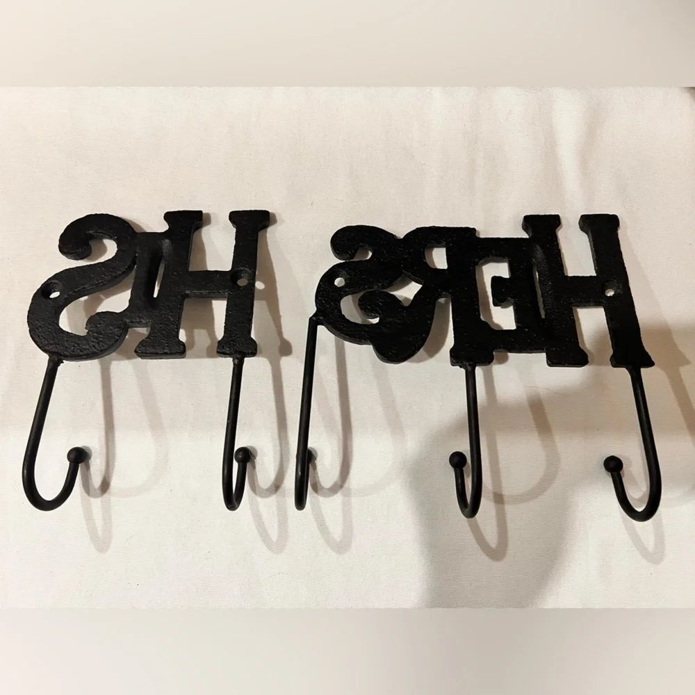 Black His and Hers Wall Hooks